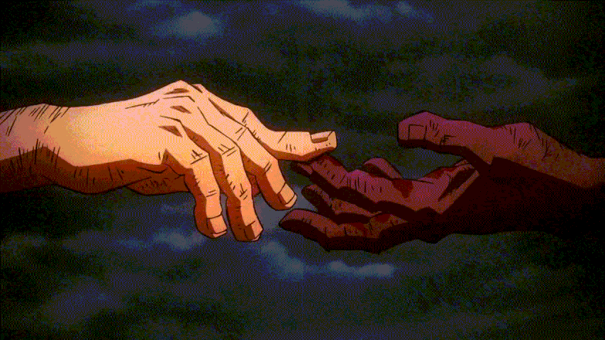 .GIF of hands holding each other, Bakugou Katsuki and Midoriya Izuku (MHA: Heroes Rising)